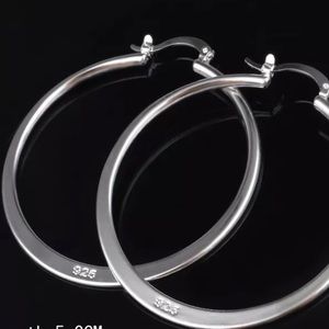 925 STAMPED STERLING SILVER ROUND CLASSIC HOOP earrings